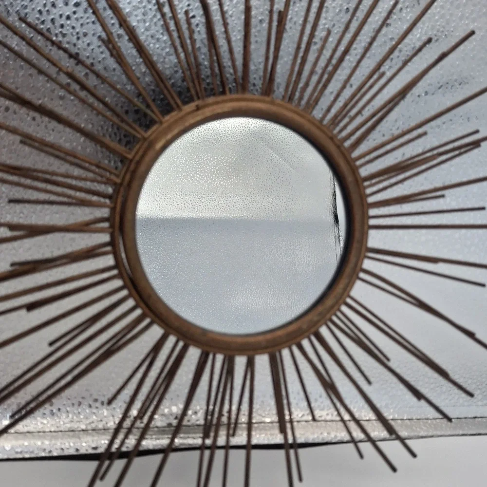 MCM Metal Sunburst Wall Mirror 12 In Round Starburst Wire Celestial Boho Decor